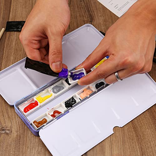 MYARTOOL Empty Watercolor Palette, Empty Watercolor Tin with Fold-Out Palette, Paint Tray Palette with 12 Empty Full Pans for DIY Travel Watercolor Palette, Acrylic Painting - color: Purple, size: 12 PCS Empty Full Pans