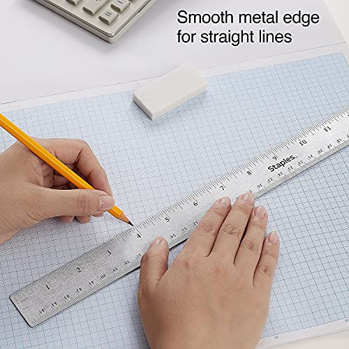 Staples 18-Inch Stainless Steel Ruler, Non-Slip Cork Base