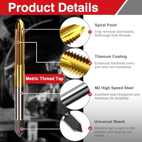 M3x0.5 Tap and 2.5mm Drill Bit Set, HSS M2 Taps and M35 Cobalt Drill Bits - size: M3×0.5+2.5mm