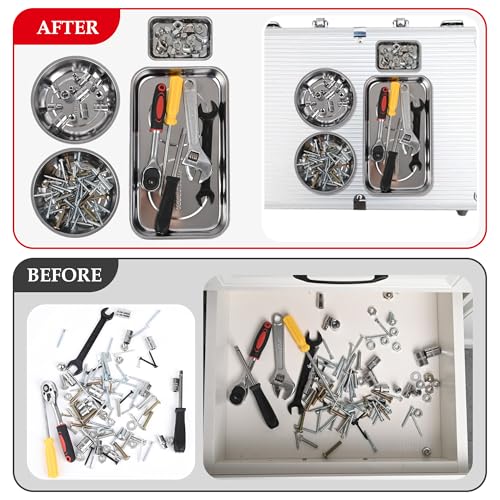 TOOLEAGUE 4Pcs Magnetic Parts Tray Set with 15Lb Magnetic Pickup Pen