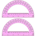 Zonon 2 Pcs 6 Inch Plastic Protractor 180° Math Protractors, Pink - color: Pink