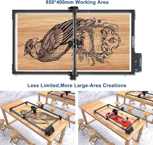 Longer New Upgrade RAY5 20W with Air Pump,Y-AxisExtension Kit,32-bit Motherboard, App Offline Control, DIY Engraver Tool for Metal/Glass/Wood - size: Paket - 5