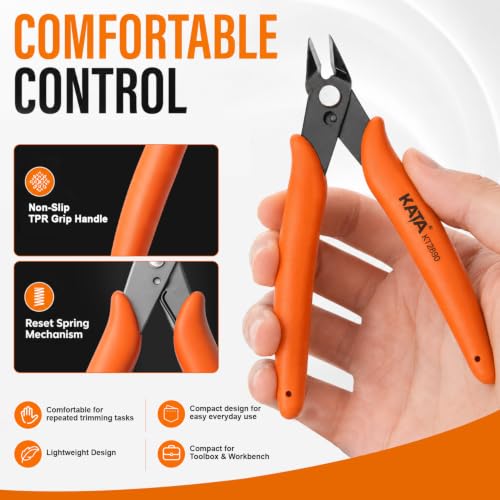 KATA Mini Flush Cutters, 5-Inch Wire Cutters Plier for Jewelry & DIY Crafts - color: 5 Pack 5" Orange