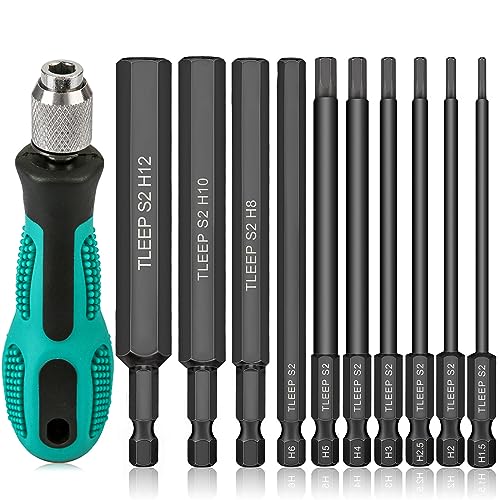 1/4 Inch 3.94" Long Allen Wrench Drill Bits w/ 1/4" Quick Change Bit Driver, Metric Hex Screwdriver Set, Magnetic Allen Key Drill Bit Set 1.5mm-12mm S2 Steel Allen Socket Set for Ikea Furniture - size: Set 10: 1.5mm to 12mm