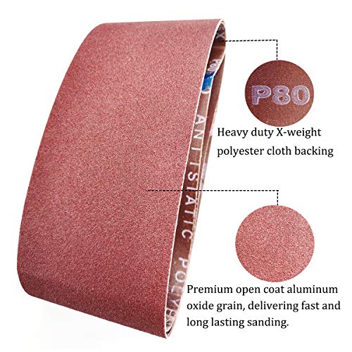 4 x 21 Inch Aluminum Oxide Sanding Belts Mixed Grits, 12-Pack - size: 4×21 inch