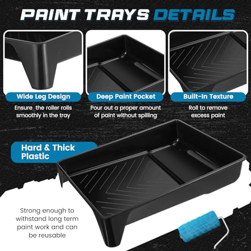 Geelin 50 Pcs 9 Inch Paint Tray Liner Paint Roller Tray with Handle - size: 9 Inch