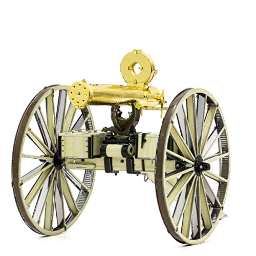 Metal Earth Fascinations Wild West Gatling Gun 3D Metal Model Kit Bundle with Tweezers