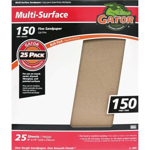 Gator 9" x 11" Multi-Surface Sanding Sheets, 150 Grit, 25 Pack - size: 150 Grit