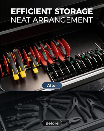 Reniteco 22-Slot Plier Organizer Rack, 2-Pack Black – Adjustable Dividers - color: 2 Black