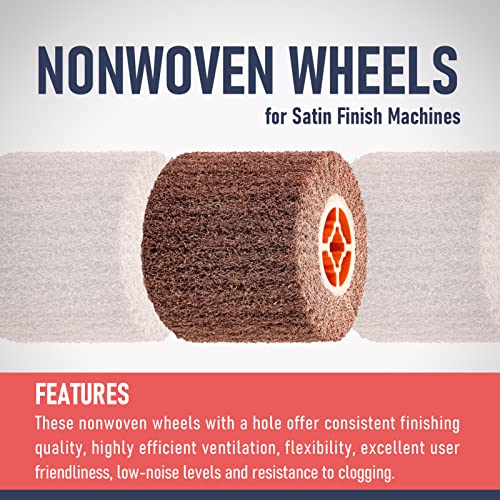 Non-Woven Wheel, 120x100mm, Italian Material, Wire Drawing Satin Finish of Metal Surface, Conditioning Drum Burnishing Wheel (80-240 Grit Set) - style: Assorted 4 Pack Grit 80-120-180-240