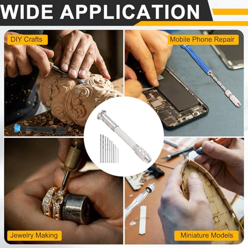 HARFINGTON Hand Drill 0.3mm-3mm Zinc Alloy Swivel Head Pin Vise Hand Drill