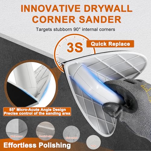 Drywall Corner Sander, Hook and Loop Sanding Tool with 12Pcs Sanding Discs - style: 12Pcs MixGrit