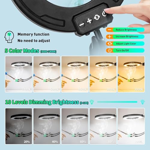 12X 30X Magnifying Glass with Light and Clamp, Soldering Helping Hand - color: Black, size: 12X 30X