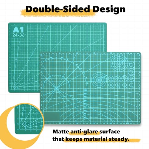 Mandala Crafts Self-Healing Green 24" x 36" A1 Cutting Mat Kit for Sewing - color: Green Combo, size: 24 x 36 Inches Mat Combo