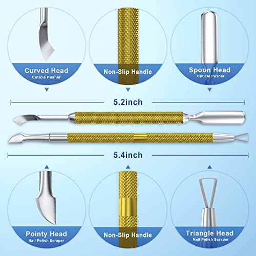 2PCS Mineral Gold Cuticle Pusher Tool and Scraper Nail Pusher - color: Mineral Gold