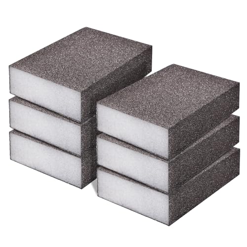 6 Pcs Sanding Sponge, 60-80 Grit, Wet Dry, Four Sided, Gray - size: Rough #60-80