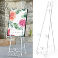 56" H White Metal Floor Standing Display Easel with Chain Support