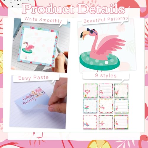Pink Flamingo Sticky Notes 3x3 Gifts for Flamingo Lovers 9-Pack - color: Flamingo