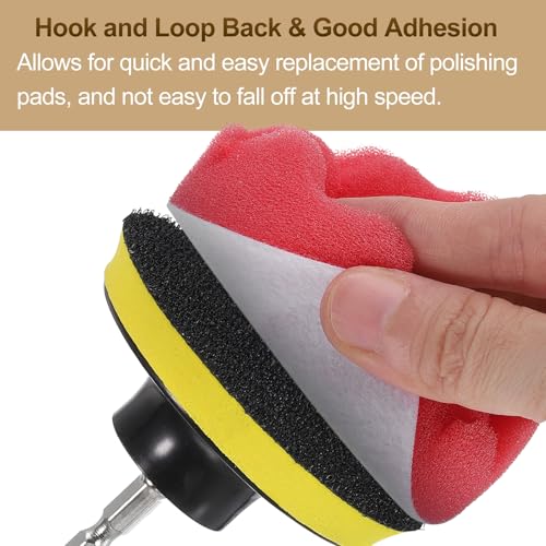 HARFINGTON 2pcs Buffing Sponge Pads 3" Polishing Wheel Waffle Finishing Grip Pad Car Buffer Polisher with Hook and Loop Back for Car Detailing Polishing Waxing, Red - color: Red, size: 3"