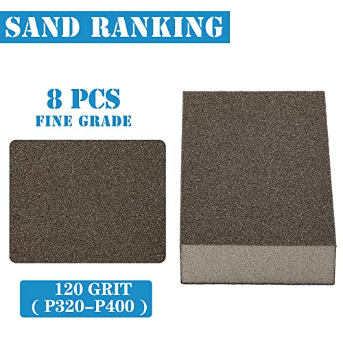 120 Grit Sanding Block, Jamiikury Fine Sanding Sponge, 8pcs - size: 120 Grits