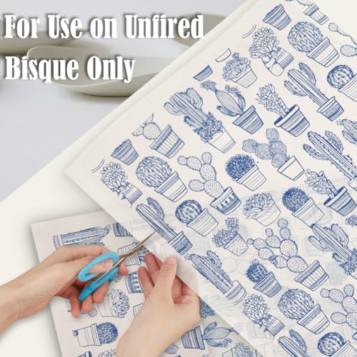 SUPERDANT 5PCS Underglaze Transfers Pottery Transfer Paper for Clay - style: Western Cactus