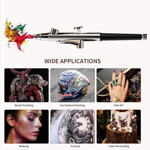 Airbrush Kit Portable Airbrush Accessories Air Brush Kit 0.3 mm Needles Air Brush Gun Set for Painting,Model,Cake Decorating，Makeup，Nail Art (Black -0.3 Nozzle) - color: Black -0.3 nozzle