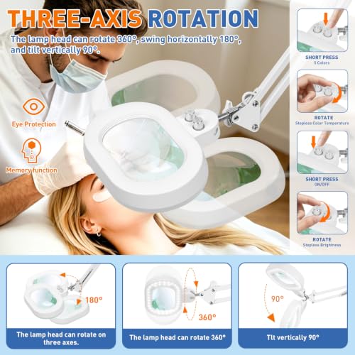 Floor Magnifying Glass with Light, 4 Wheel Stable Stand Base 12X - color: White