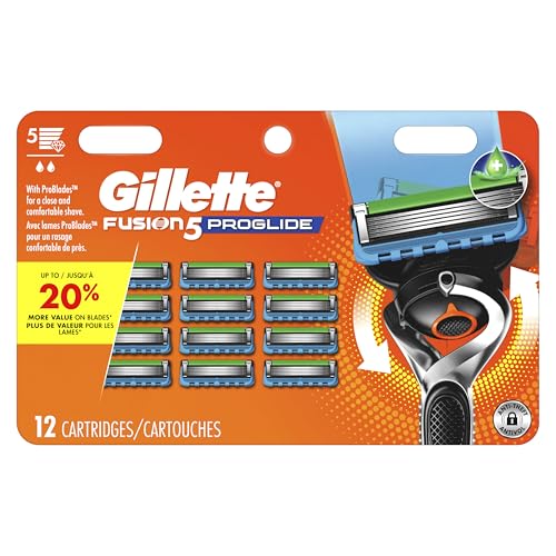 Gillette Fusion5 ProGlide Razor for Men, 12 Blade Refills with Precision Trimmer - size: 12 Count (Pack of 1)