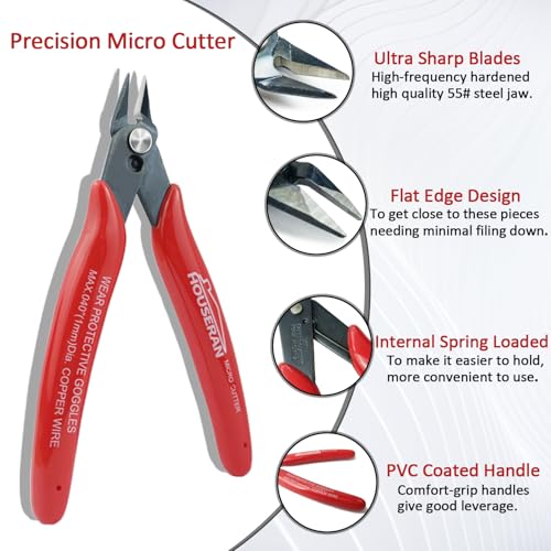 Small Wire Cutters, 2 PACK, 5 Inch, Micro Flush Cutter, Snips - color: 2 Pack