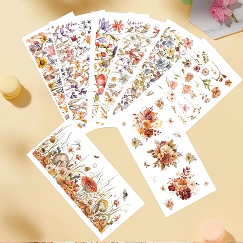 8 Pcs Boho Floral Rub-On Transfers for Furniture & Crafts - color: Boho Floral