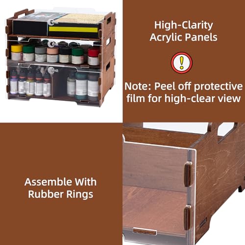 OPHIR Paint Organizer Rack, 3-Layer Stackable Holder for 236 Paints & Tool