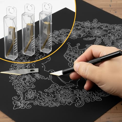 #11 Titanium Coated Knife Blades 30 Pcs Utility Art Blades Refill for Carving, Cutting, Model Making, Scrapbooking
