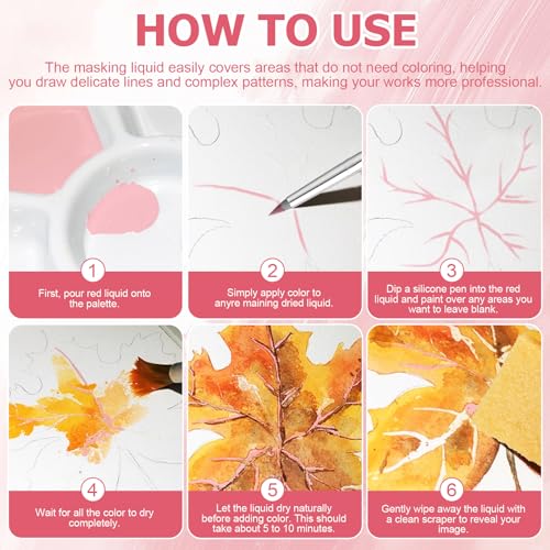 WANJAO 30MLMasking Fluid for Watercolor Painting Fast Drying Easy Peel Use - color: Red