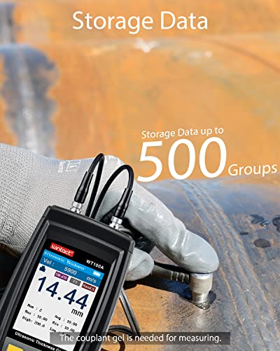 Wintact Digital Ultrasonic Thickness Gauge, Range 0.039 to 11.81 in