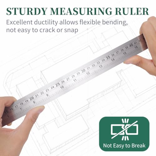36 Inch Metal Ruler 10 Pack with Inch/Metric Conversion Table - size: 36-inch