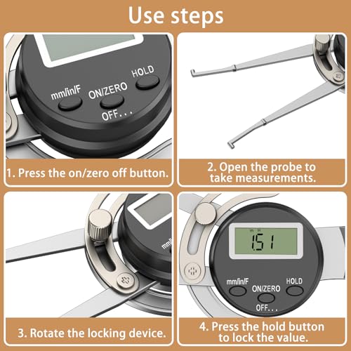 HDLNKAK Digital Inside Caliper Gage, Favor 0.5"-7” - color: Silver