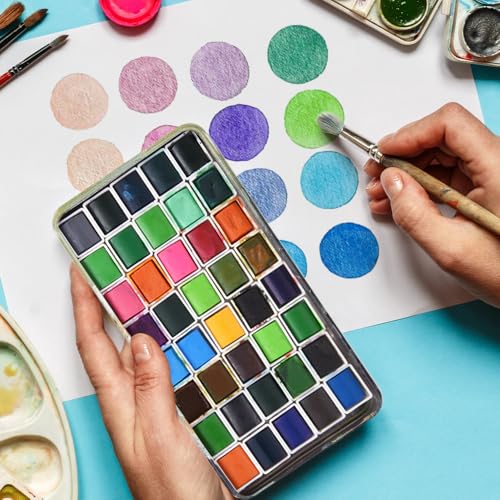 40 Empty Half Pans Watercolor Palette Tins Box with Magnetic Squares - color: Green Rose, size: 40 Half Pans