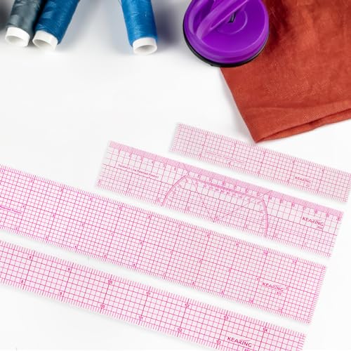 KEARING 2"x12" Clear Sewing Graph Ruler - PVC Plastic Pattern Grading Ruler - style: B70(12")