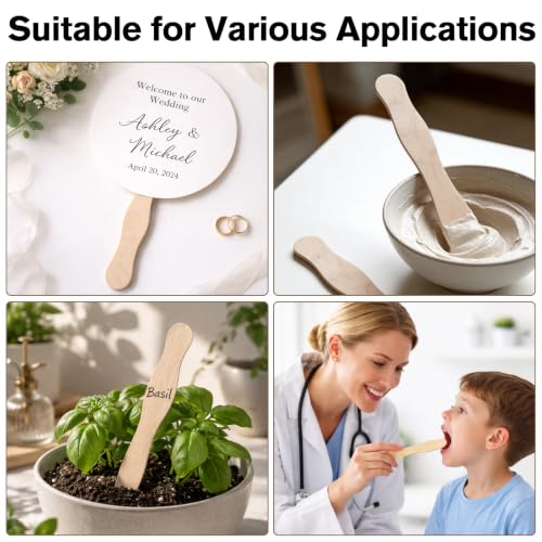 50 Pack 20cm Wavy Craft Sticks, Large Wooden Popsicle Sticks, Fan Handles for DIY Crafts, Wedding Programs and Paint Mixing