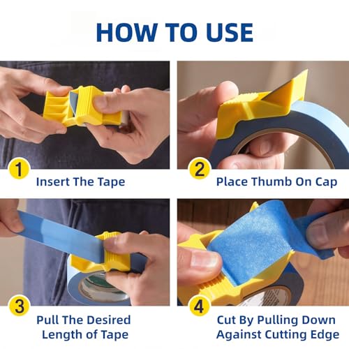 3Pcs Compact Tape Dispenser Set - Handheld Portable Tape Cap Dispenser with Precision Cutting Guide for Masking and Painter's Tape, Ideal for DIY Crafts, Gift Wrapping & Labeling