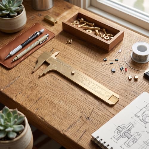 Sliding Gauge Vernier Caliper Ruler, Scale Vernier Caliper Solid Brass Sliding Gauge, mm/inch Handy Sliding Gauge Ruler Measuring Tool, Vernier Gauge Millimeters Tool for(Double
