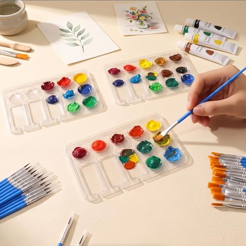 AmazingSpark 50 Pcs Paint Tray Palettes Disposable Rectangle Paint Trays - color: Rectangular, size: 6.1 x 3.54 in
