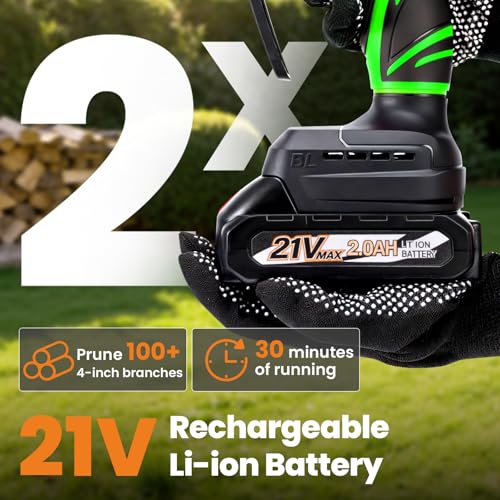 maXpeedingrods Mini Chainsaw Cordless, 6 inch Small Chainsaw Electric Saw - color: Green 2 Batteries