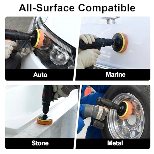 4 Inch 33 PCS Buffing Polishing Pads, Car Foam Sponge Drill Attachment - color: 33 Pieces