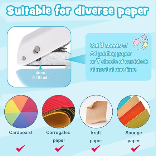 UCEC 3 Paper Craft Hole Punch Shapes, Heart Star Circle Single Hole Puncher - style: star + heart + circle
