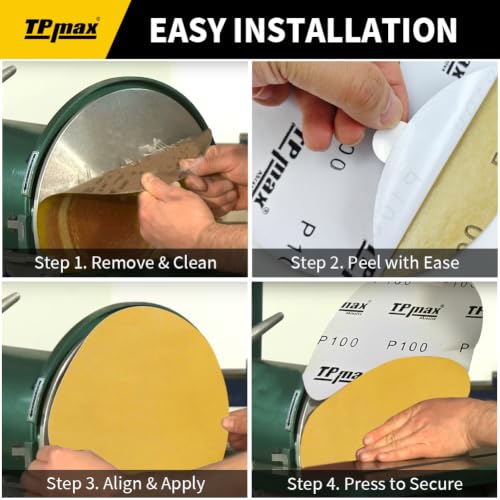 TPmax 6-Inch 220-Grit Gold PSA Sanding Discs, 50 Pack – Pro-Grade Self-Adhesive Stickyback Sandpaper with Quick-Release Tabs for DA Sander, Fine Automotive/Wood/Metal Sanding - style: 220 Grit