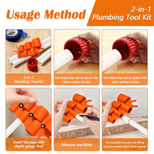 1/4'' - 1'' Pipe Depth Gauge and 3/16" to 1-1/2" Deburring Reamer Tool Kit