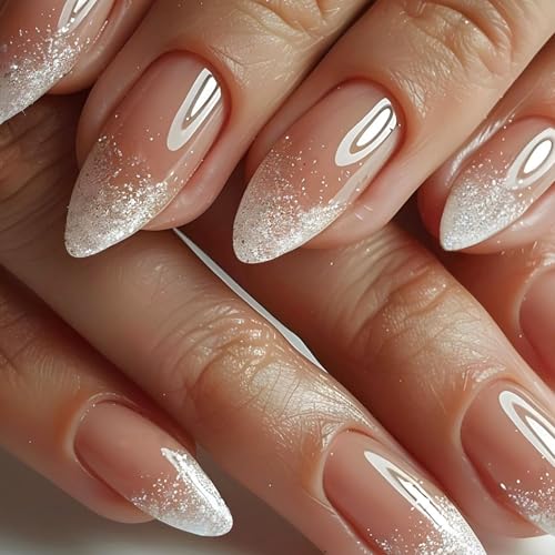 20PCS Nude Glitter Semi Cured Gel Nail Strips Wraps for Women - color: 04-nude
