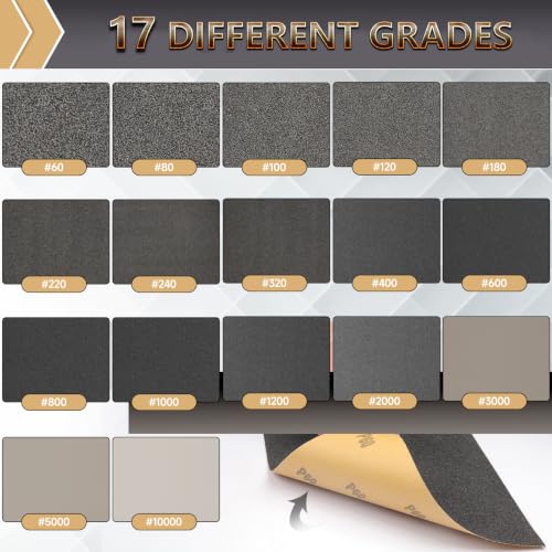 12-Sheet Premium Wet Dry Sandpaper Assortment Fine, 9 x 11 Inch - style: MixGrit 12Pcs