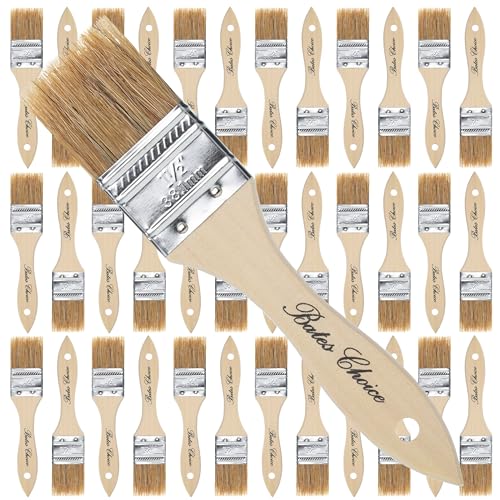 Bates Chip Paint Brushes - 1.5 Inch, 36 Pack, Natural Bristle, Stain Brushes for Wood - size: 1.5 Inch, 36 Pack